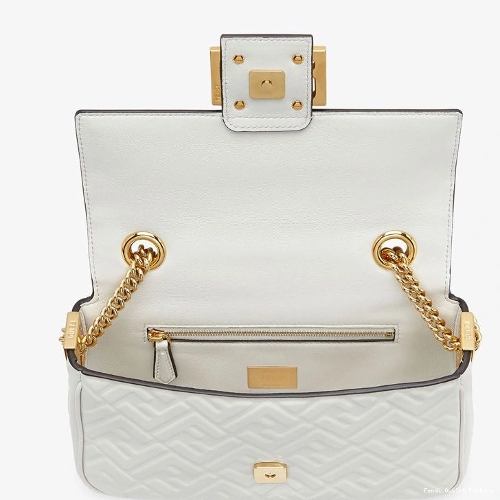Cheap HOT Baguette White In Midi Fendi Leather FF Bag Motif Nappa Chain 0818